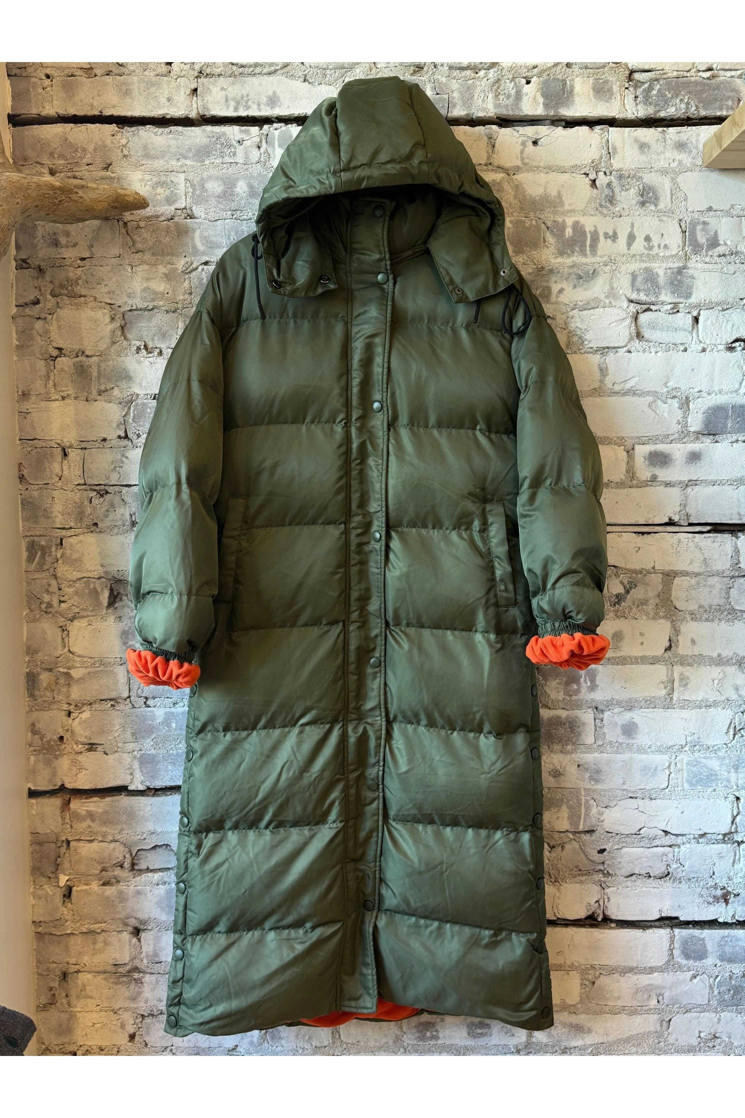 06 Long Puffer - Military/Orange