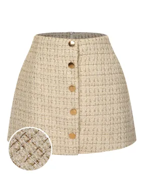 1960s A-Line Button Solid Skirt