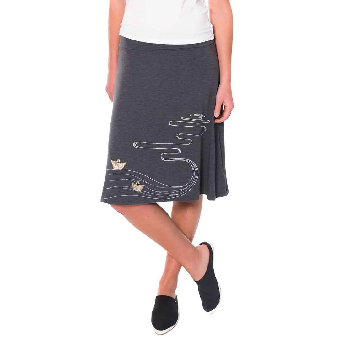 (20% Off) Skirt - Boats on the River - Charcoal Gray (Juniors M, L, 3X) by Zoe's Lollipop