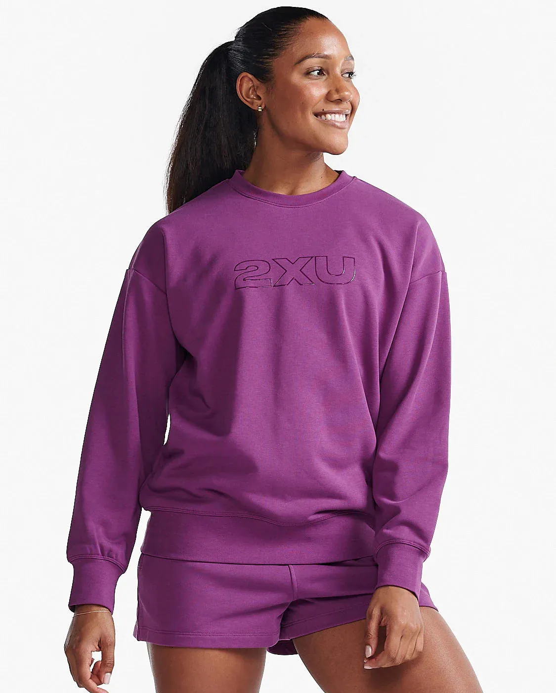 2XU Form French Terry Crew Wood Violet/White