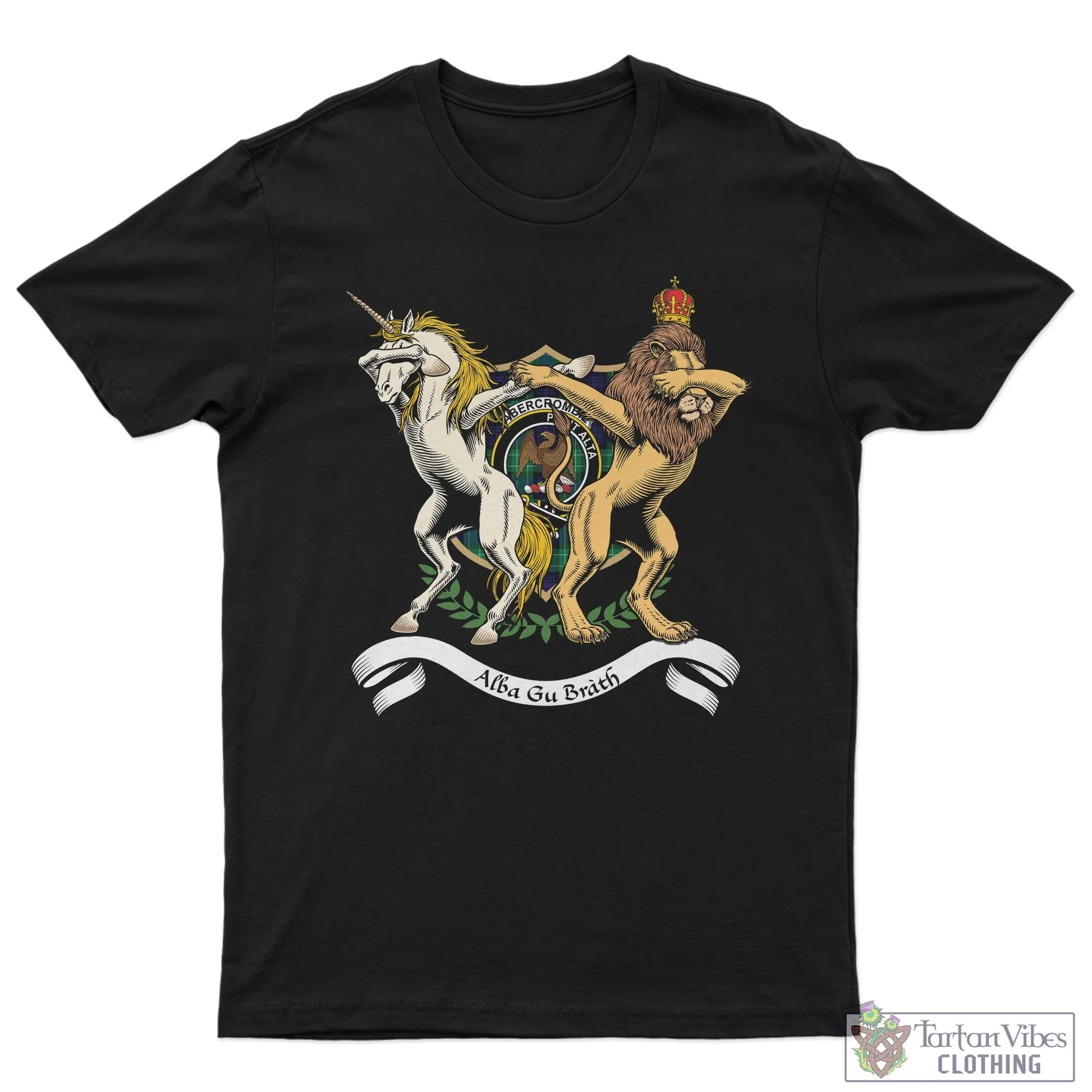 Abercrombie Family Crest Cotton Men's T-Shirt with Scotland Royal Coat Of Arm Funny Style