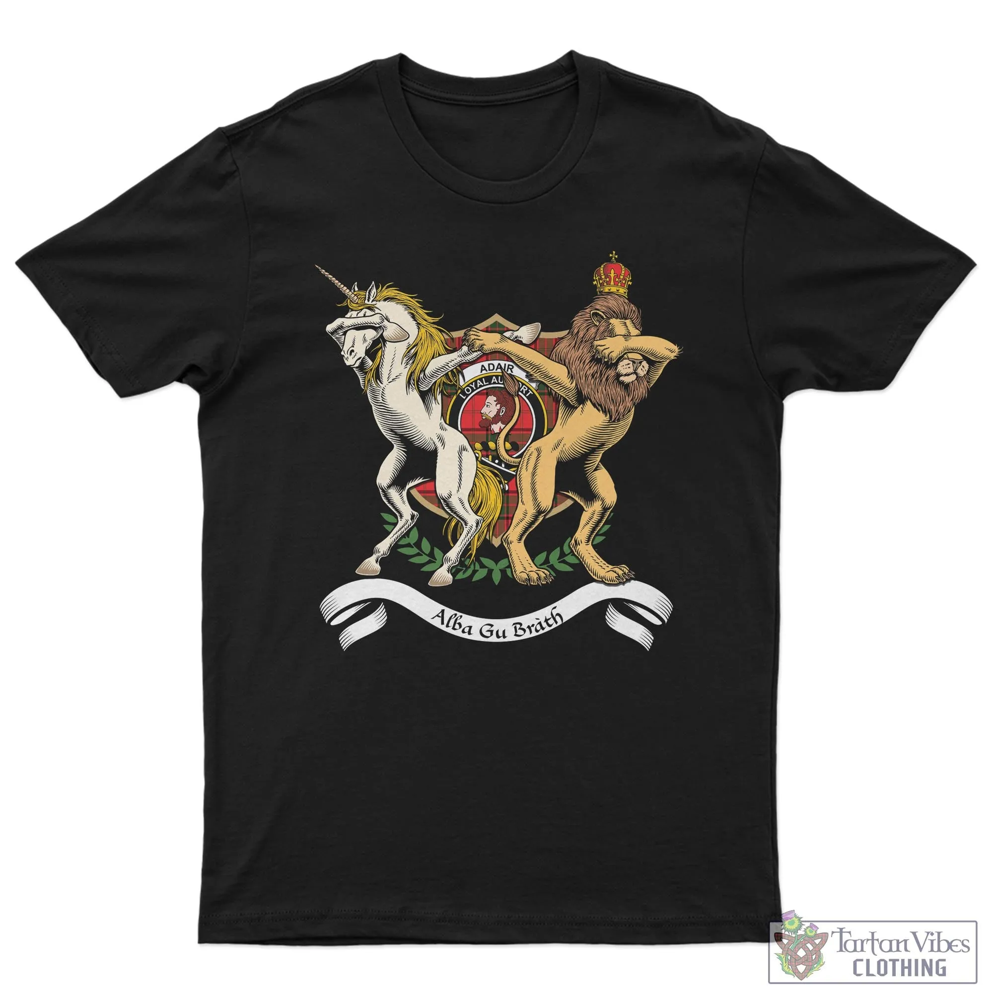 Adair Family Crest Cotton Men's T-Shirt with Scotland Royal Coat Of Arm Funny Style