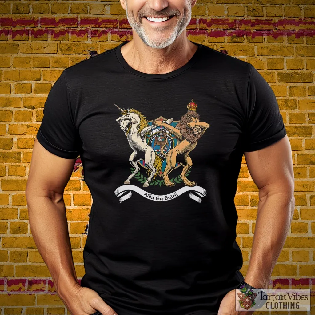 Agnew Ancient Family Crest Cotton Men's T-Shirt with Scotland Royal Coat Of Arm Funny Style