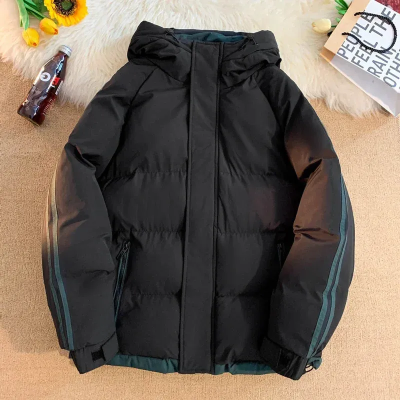 Aidase Autumn Winter Korean Fashion Trend Hooded Cotton-Padded Jacket Men Casual Loose Thick Warm Parka Coat Winter Puffer Jacket Men