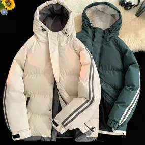 Aidase Autumn Winter Korean Fashion Trend Hooded Cotton-Padded Jacket Men Casual Loose Thick Warm Parka Coat Winter Puffer Jacket Men