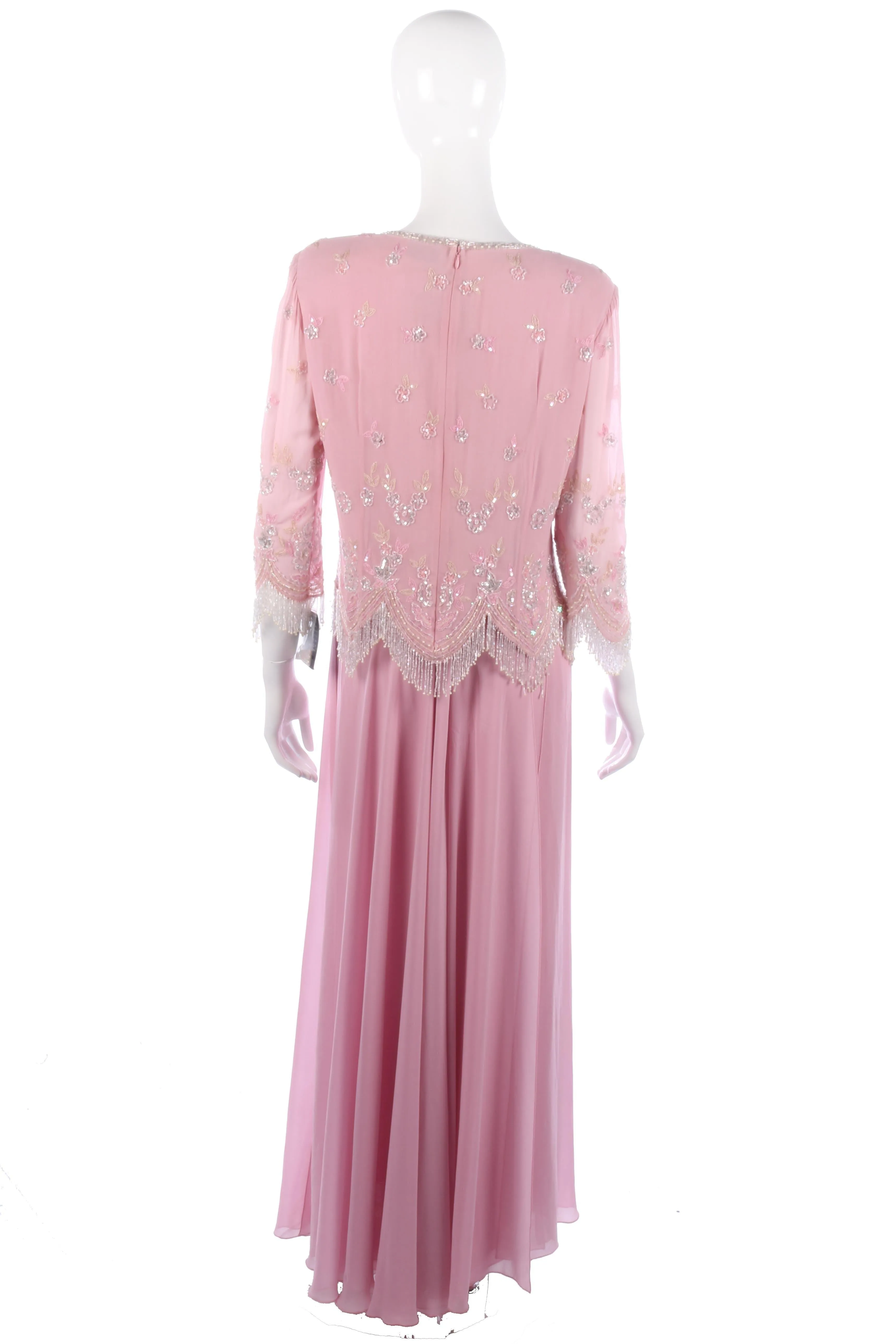 Amazing vintage Frank Usher pink beaded top and skirt