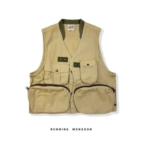 Amekaji Vest Canvas Cargo Vest