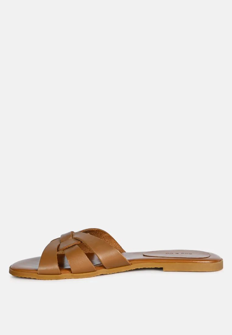 ARIS Tan Strappy Slip-on Sandal