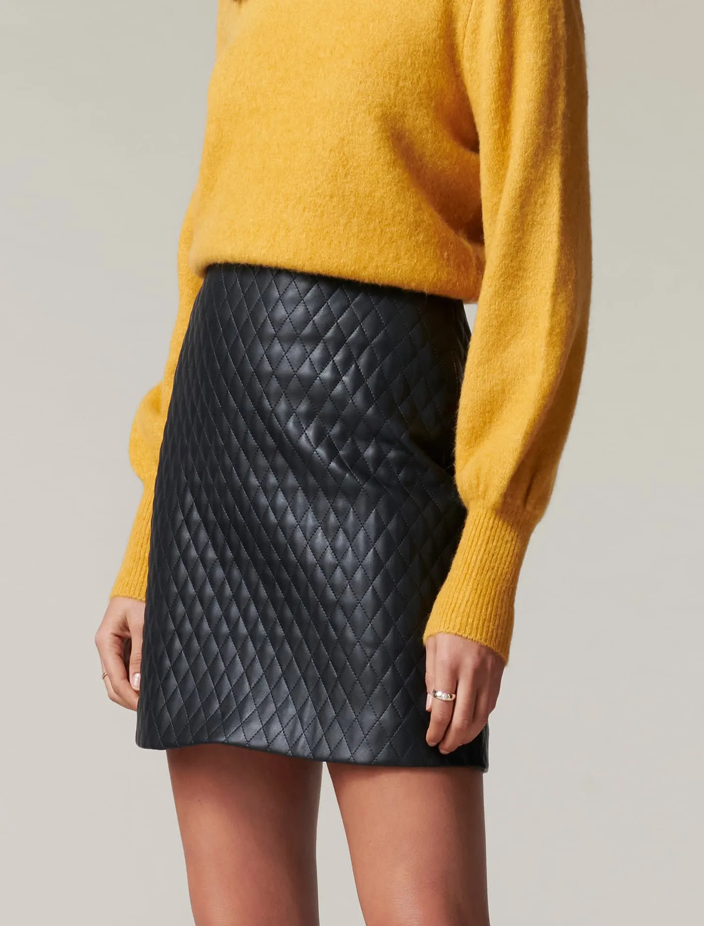 Arizona Quilt Vegan Leather Mini Skirt