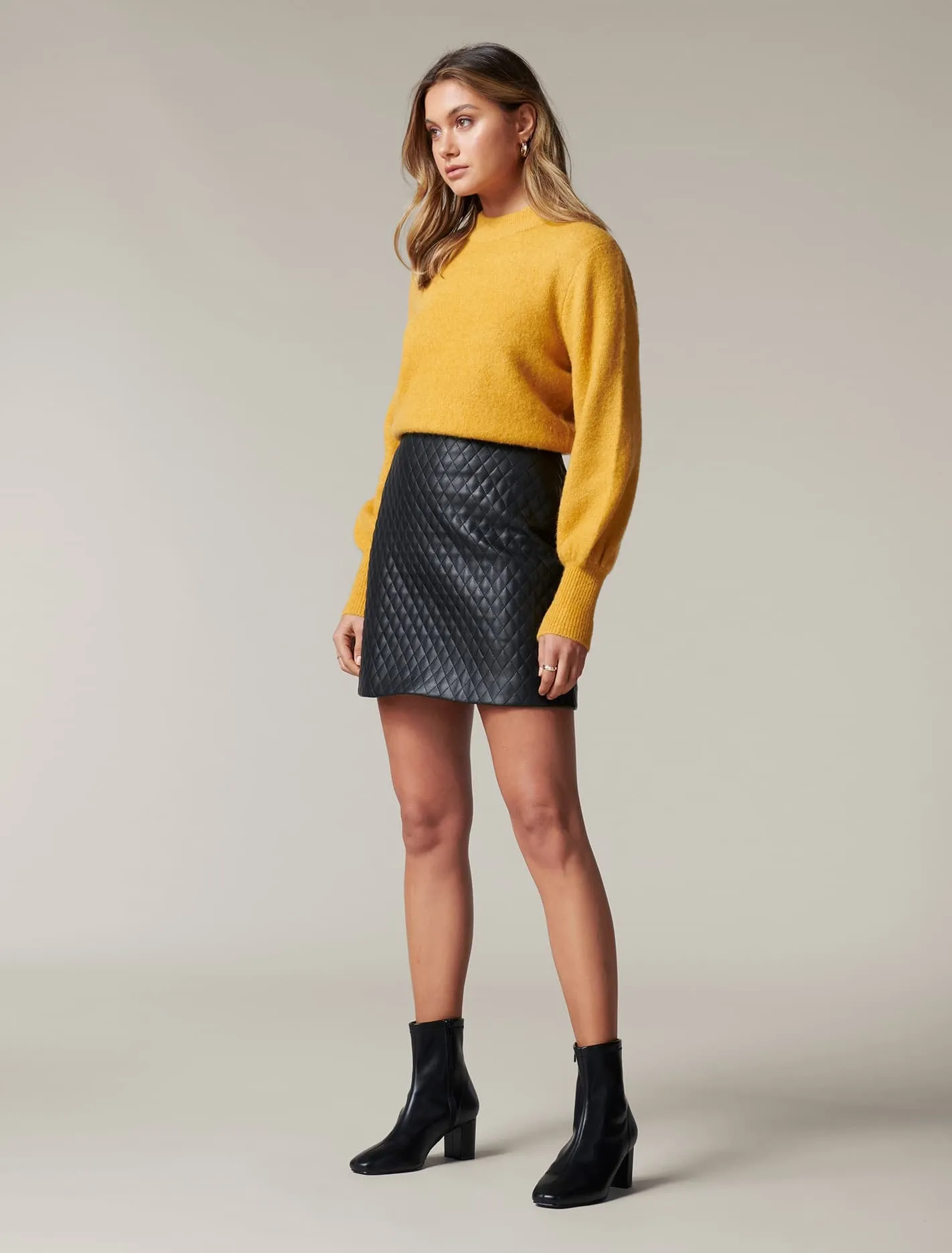 Arizona Quilt Vegan Leather Mini Skirt