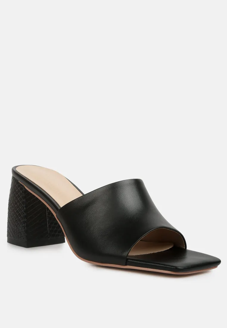 Audriana Black Textured Block Heel Sandals