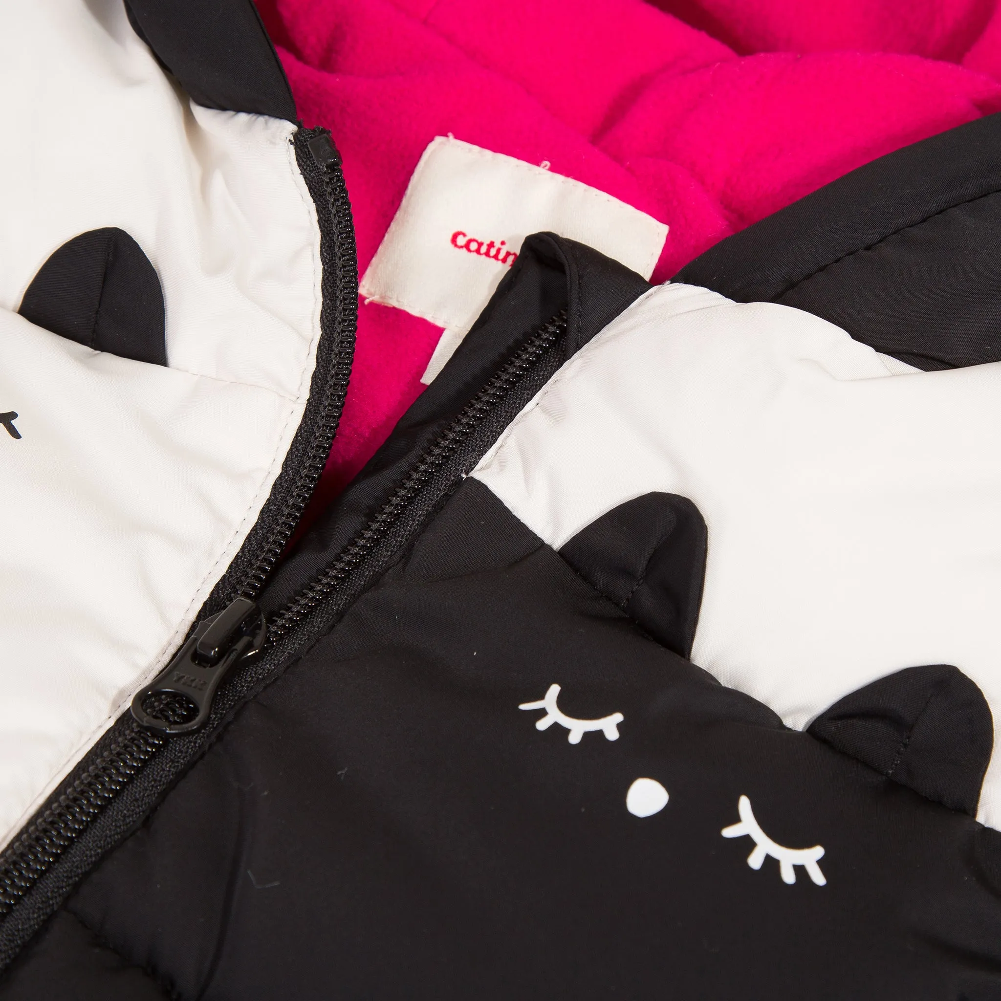 Baby girl black and white hooded puffer jacket