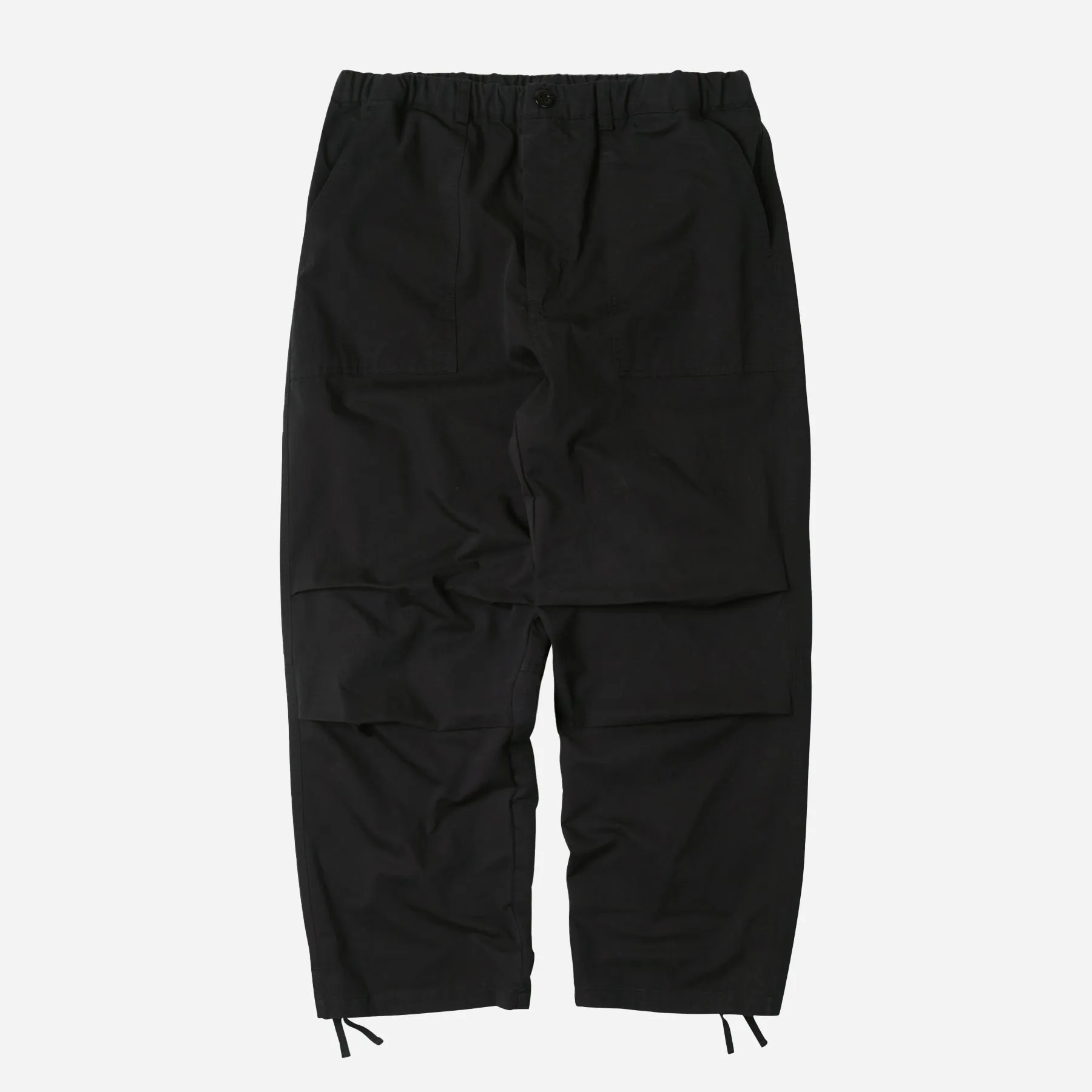 BANDING WIDE FATIGUE PANTS - BLACK