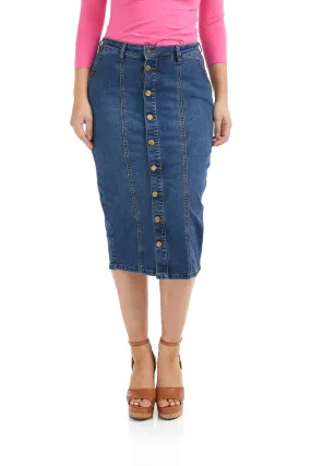 Below knee length midi denim jean skirt 'Seattle'