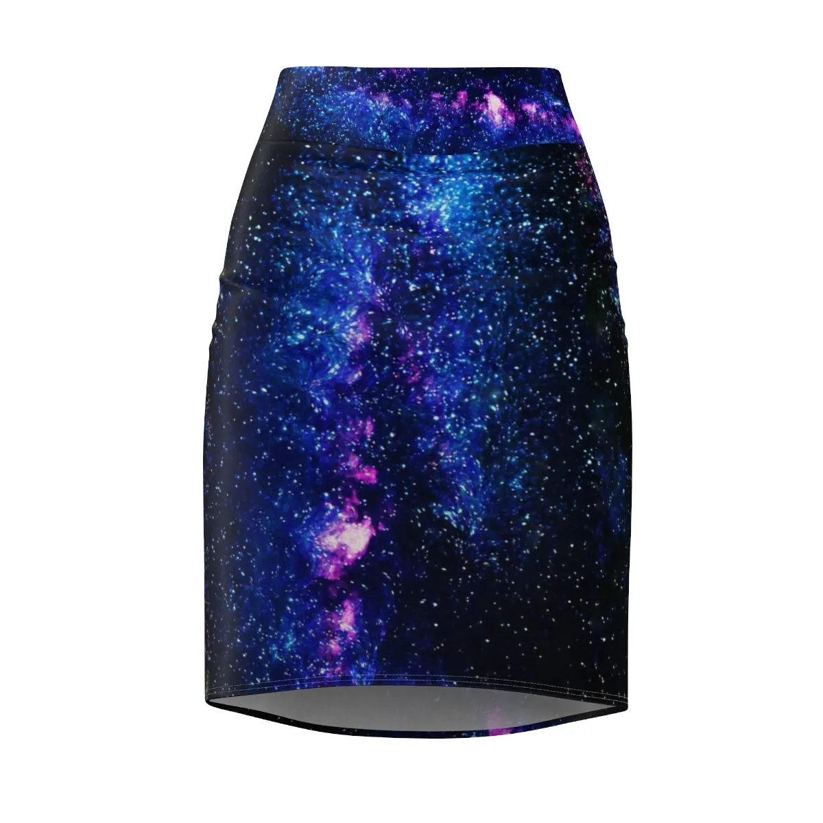 Blue Space Pencil Skirt, Galaxy Print Designer Women's Pencil Skirt-Made in USA (US Size: XS-2XL)