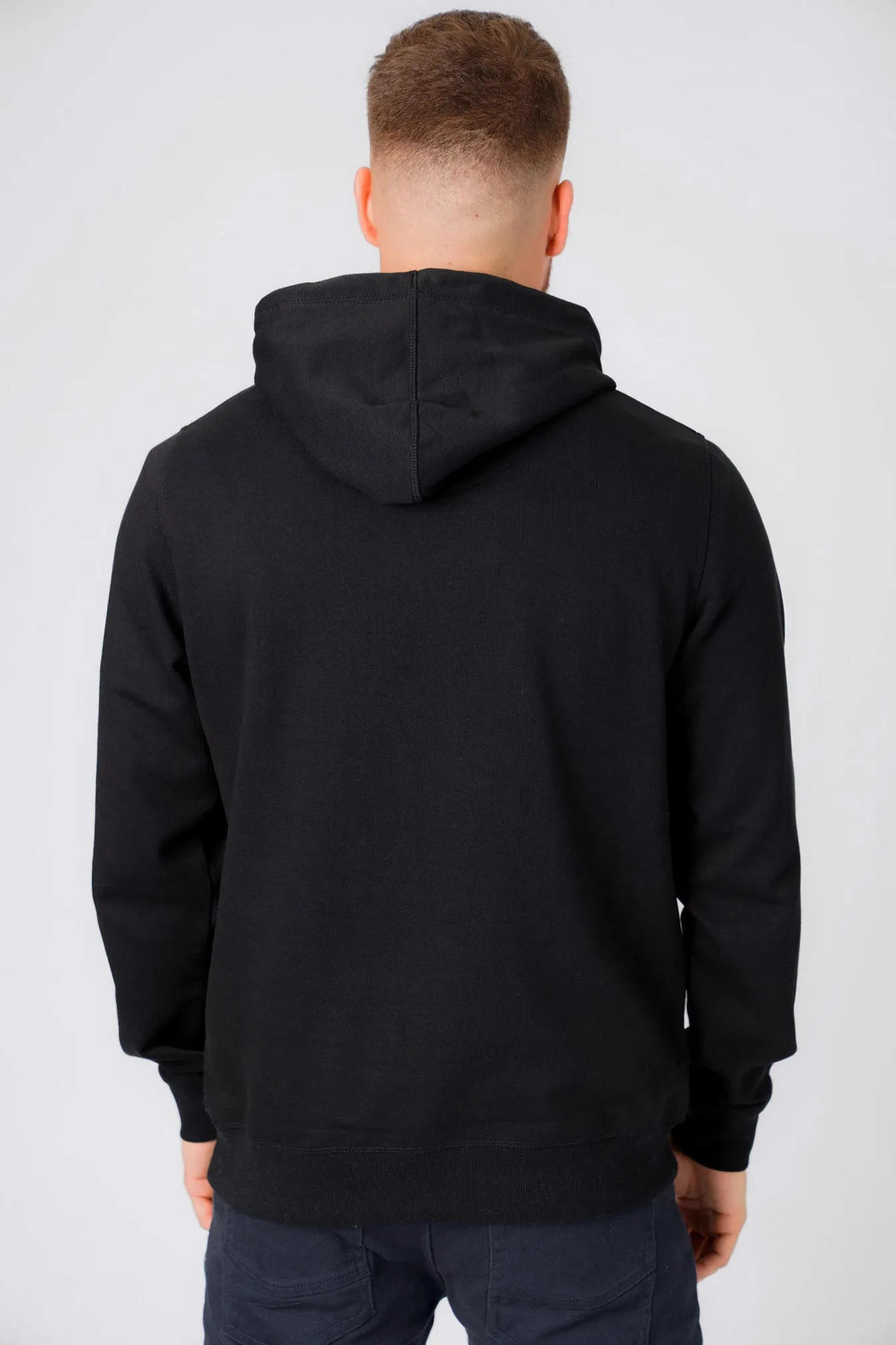 Brabyns Outdoor Motif Brush Back Fleece Pullover Hoodie In Jet Black - Tokyo Laundry