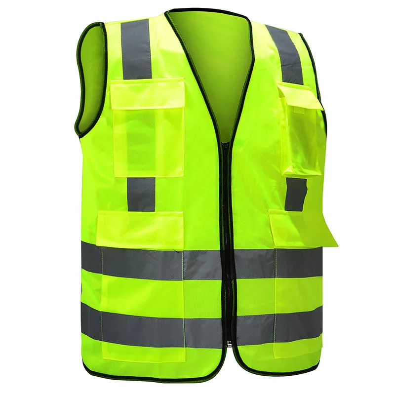 Bright, Hi-Vis Safety Vest With Backside Cross Reflectives & Zipper Closure