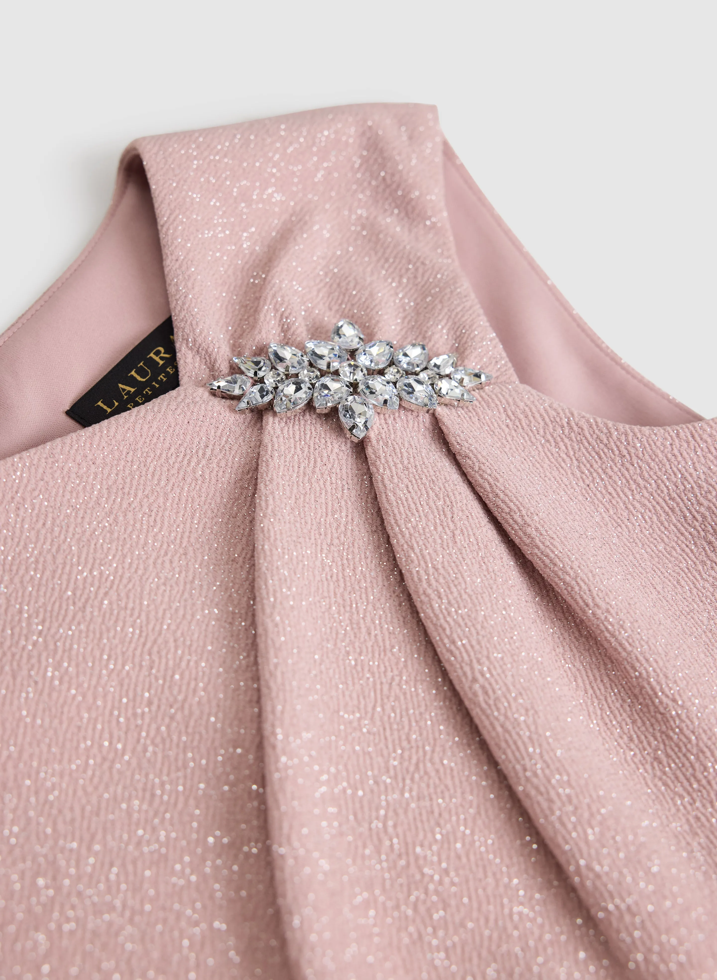 Brooch Embellished Glitter Knit Dress