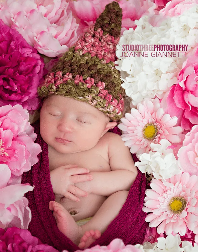 Brown Pink Newborn Gnome Hat