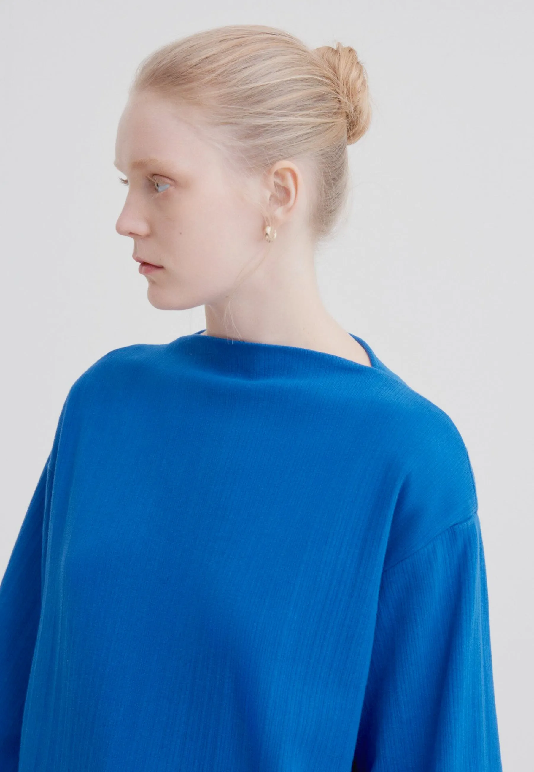 Building Block Funnel Neck Dress - electric blue