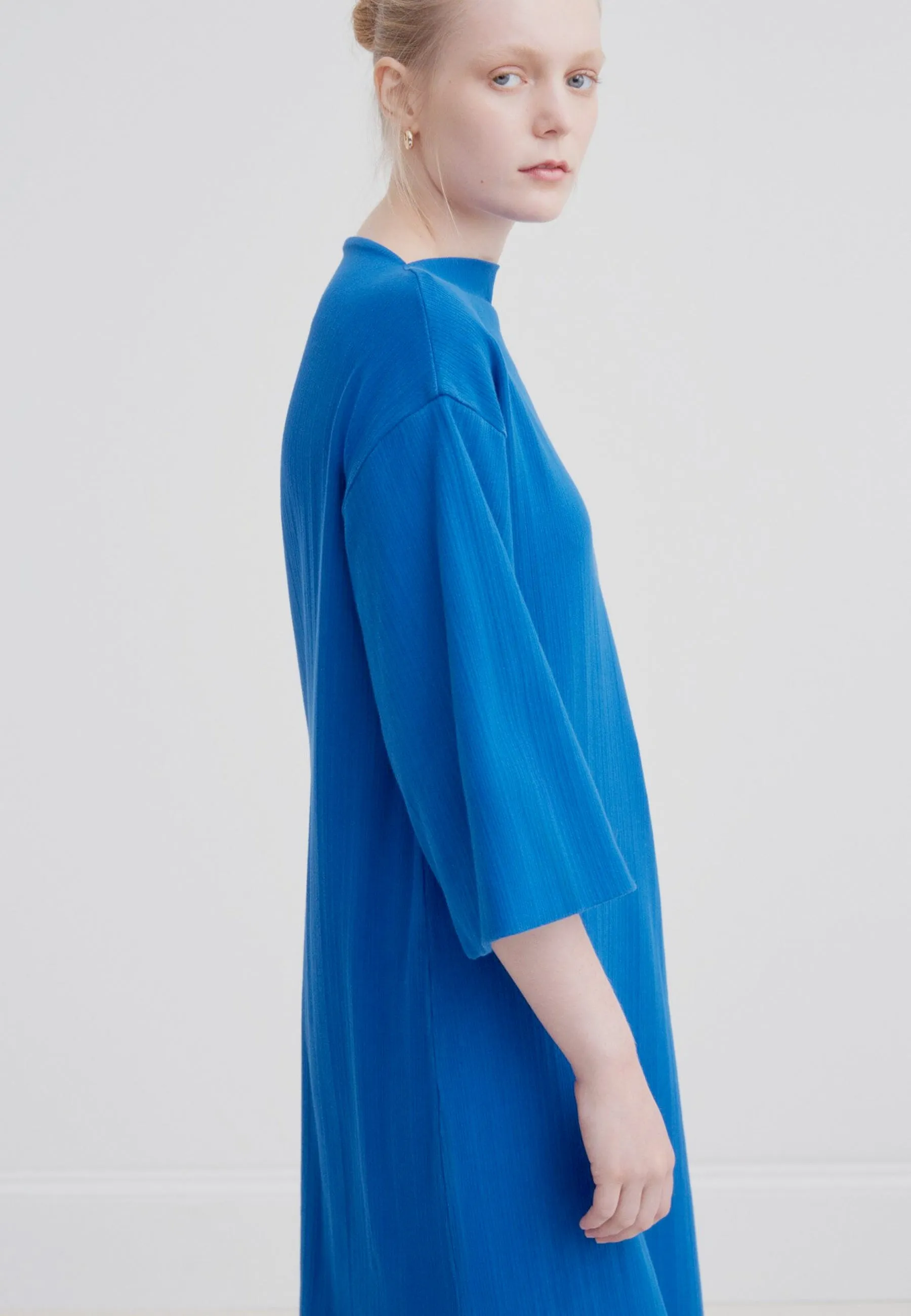 Building Block Funnel Neck Dress - electric blue