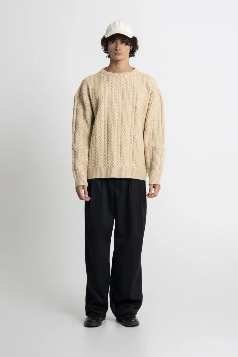 Cable Knit Sweater - Beige