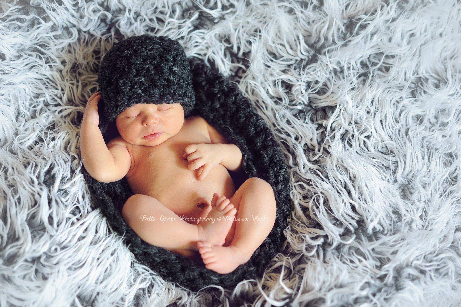 Charcoal Gray Baby Bowl And Hat Set