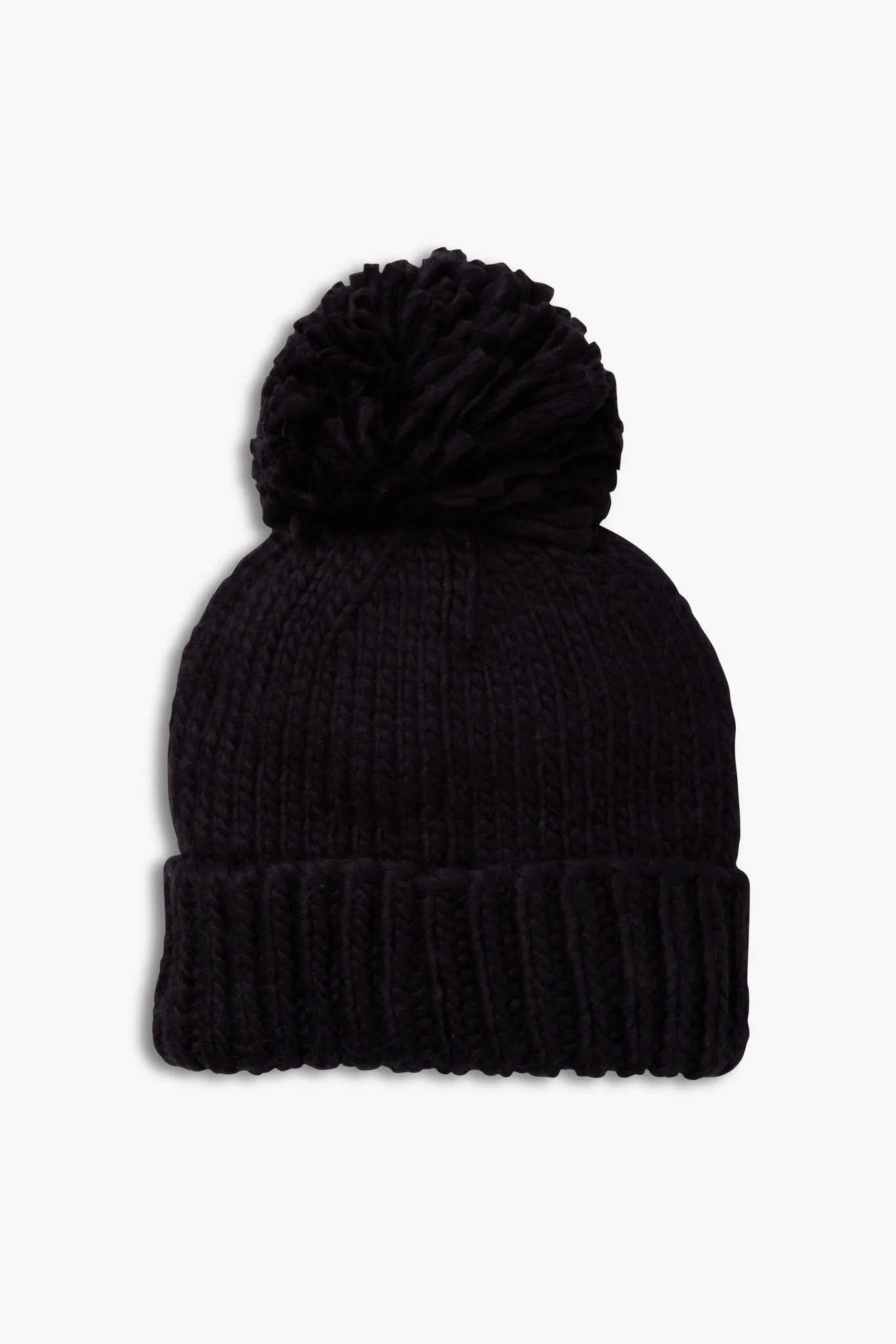 Charcoal Hand Knitted Basic Pom Hat