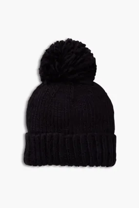 Charcoal Hand Knitted Basic Pom Hat