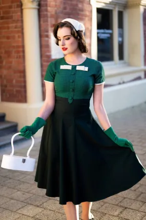 checkered green dress - vintage tv inspired with bow