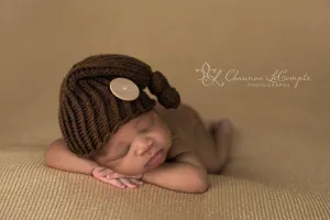 Chocolate Brown Newborn Knit Pixie Hat