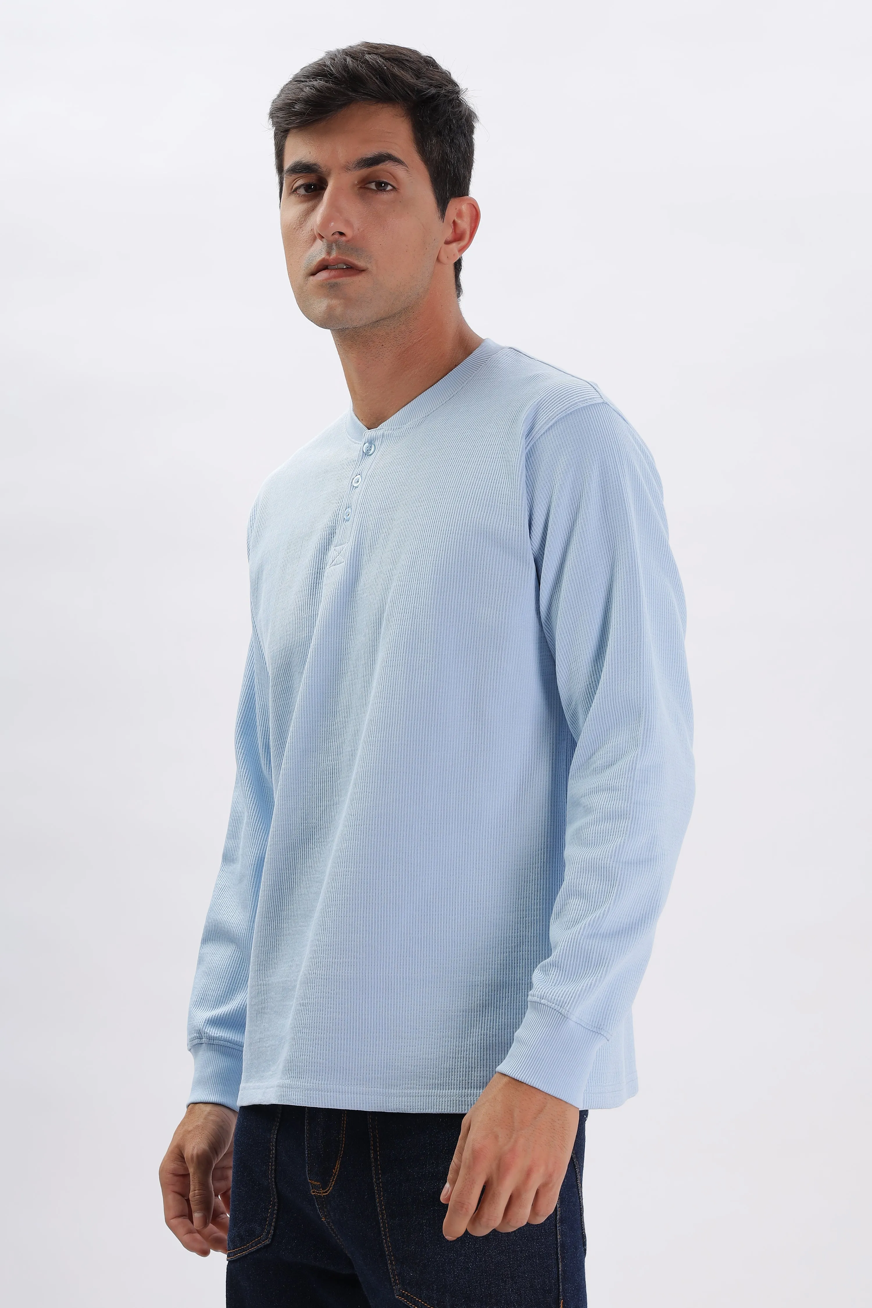 Classic Henley T-Shirt: Light Blue