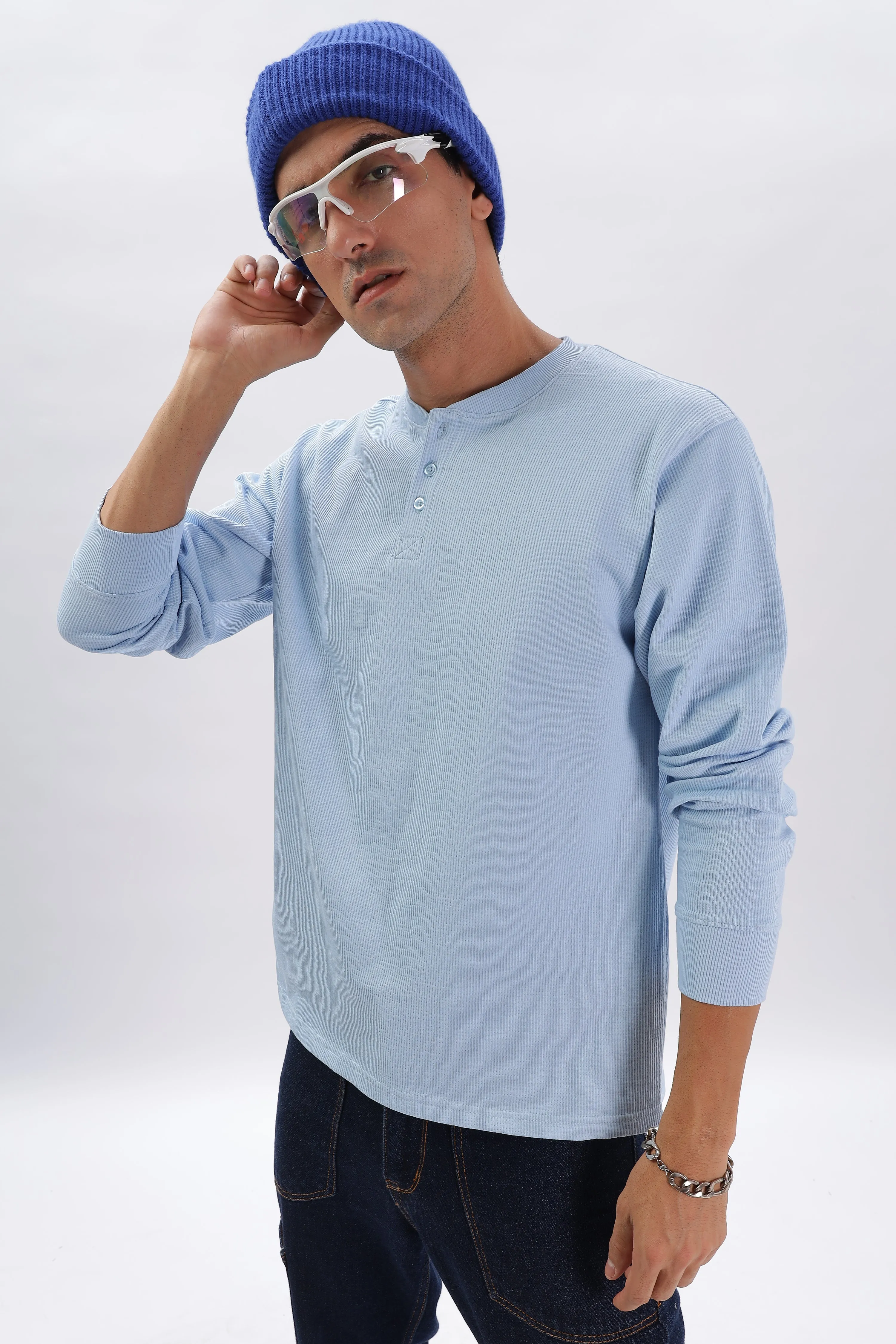 Classic Henley T-Shirt: Light Blue