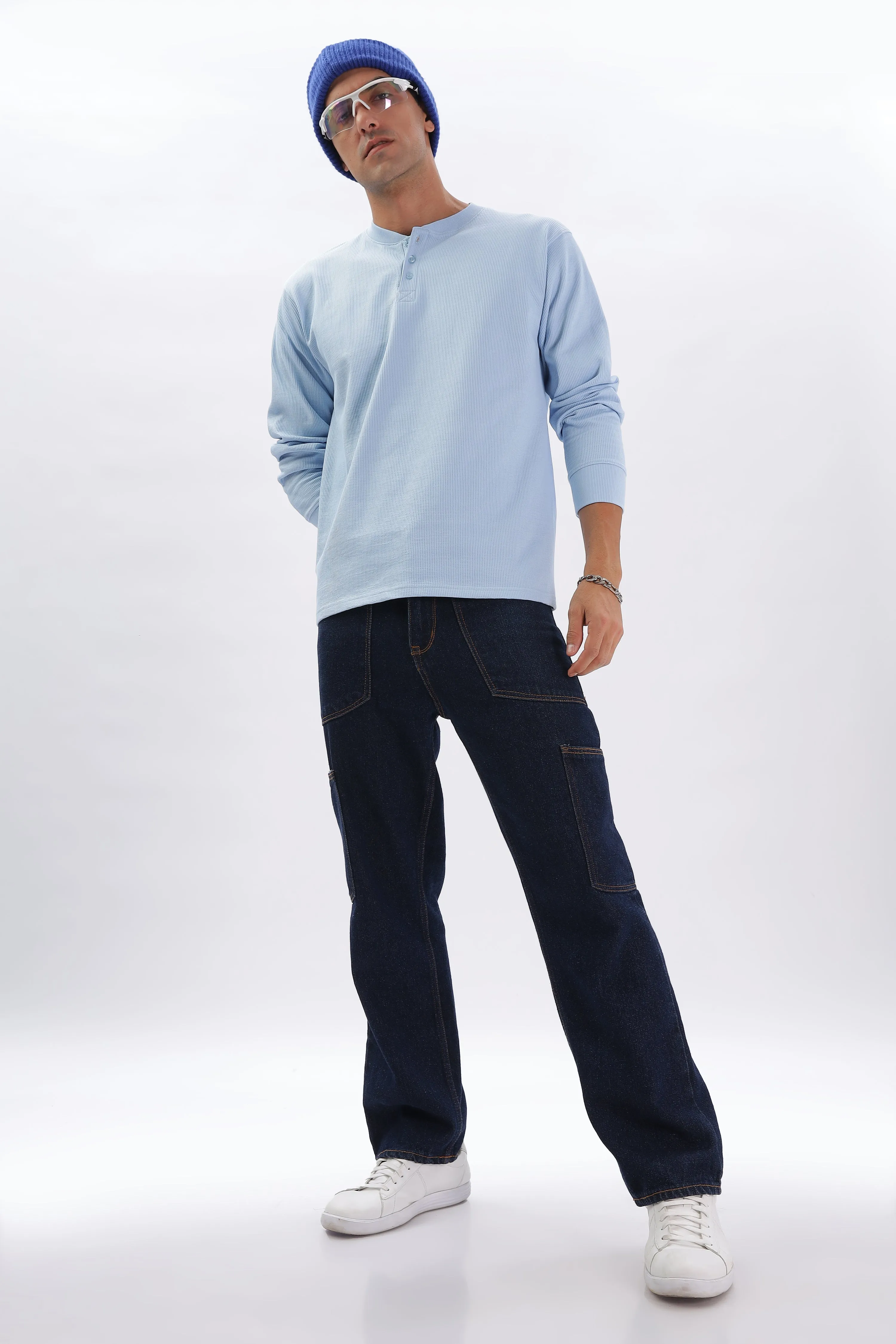 Classic Henley T-Shirt: Light Blue