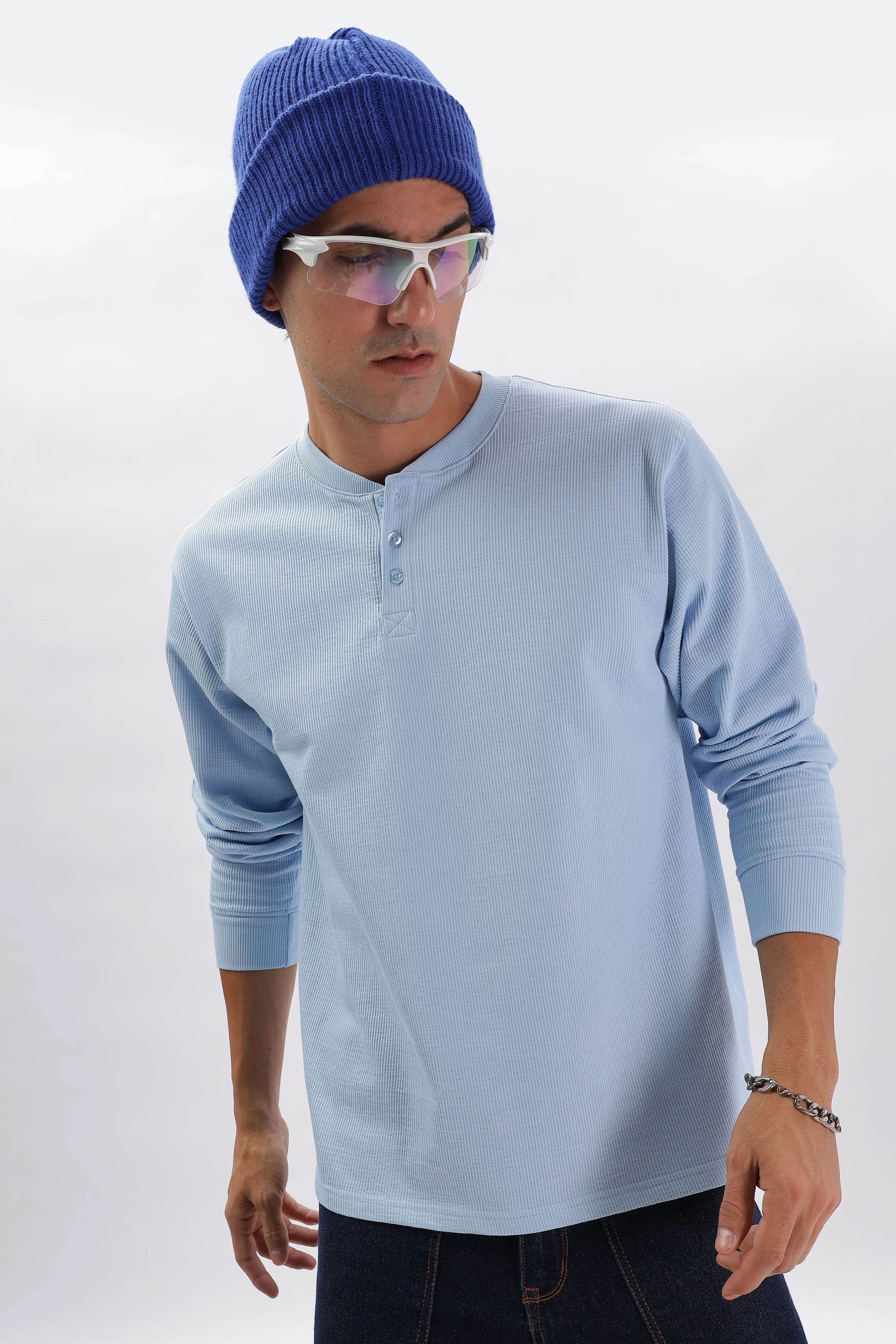 Classic Henley T-Shirt: Light Blue