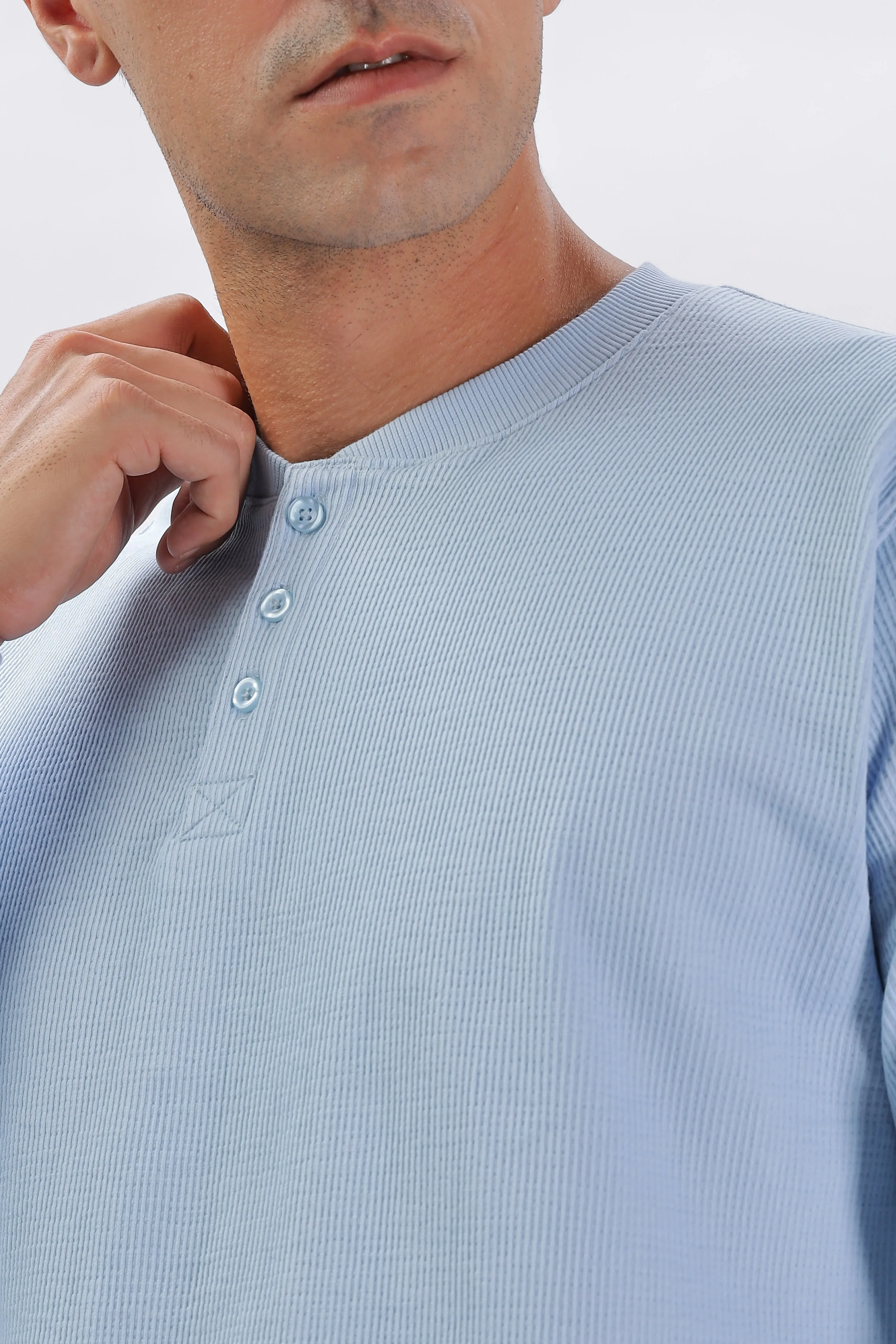 Classic Henley T-Shirt: Light Blue