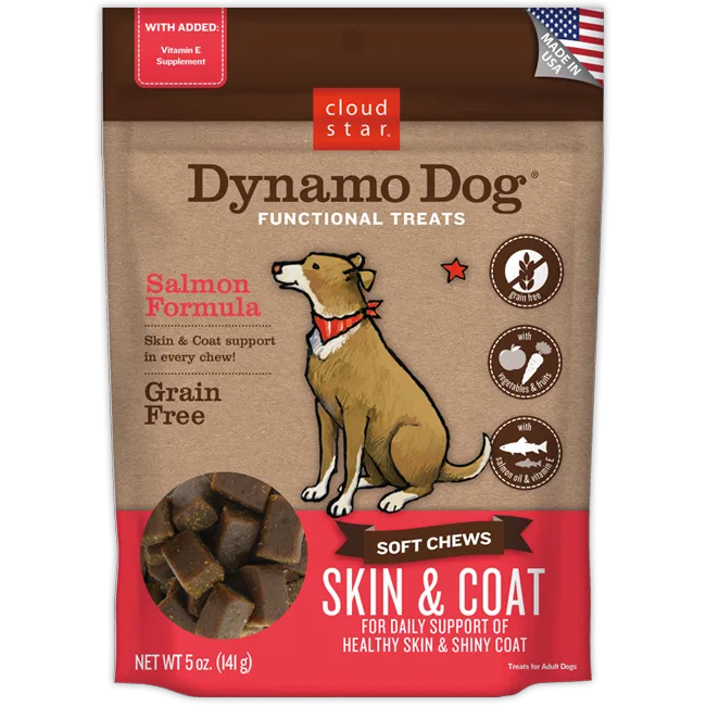 Cloud Star Dynamo Dog Salmon Formula Skin & Coat Soft Chews Dog Treats 5oz