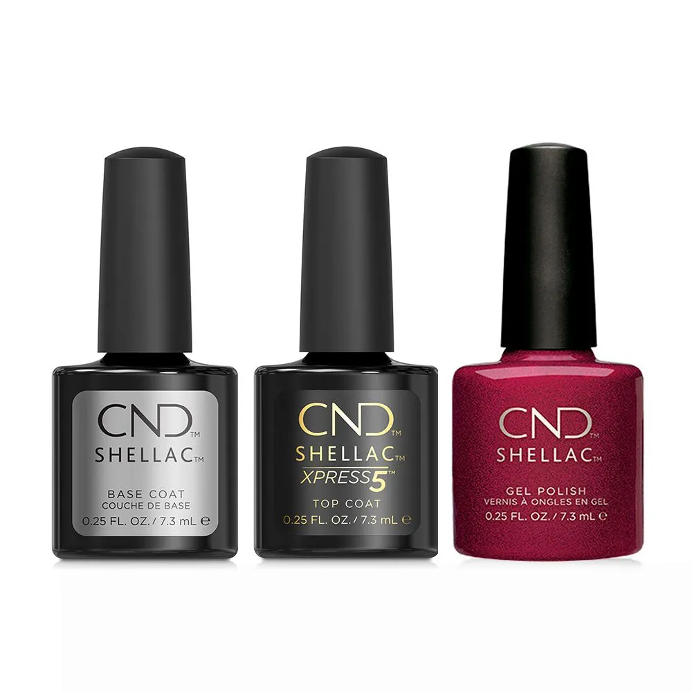 CND - Shellac Xpress5 Combo - Base, Top & Red Baroness (0.25 oz)