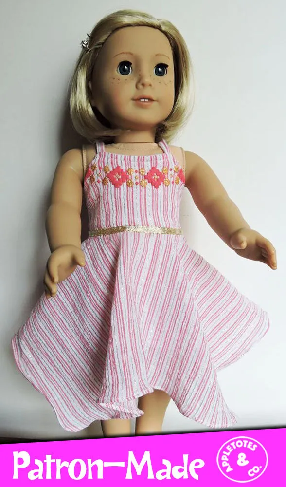 Cold Shoulder Dress Sewing Pattern for 18" Dolls