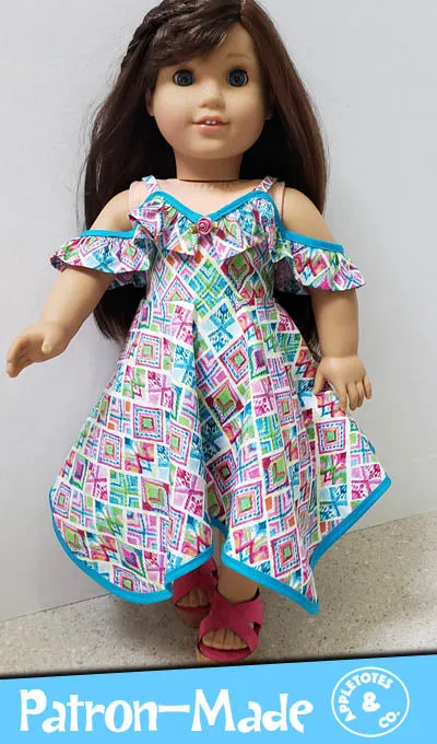 Cold Shoulder Dress Sewing Pattern for 18" Dolls