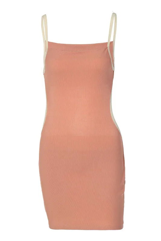 Contrast-edged Slip-back slip Dress