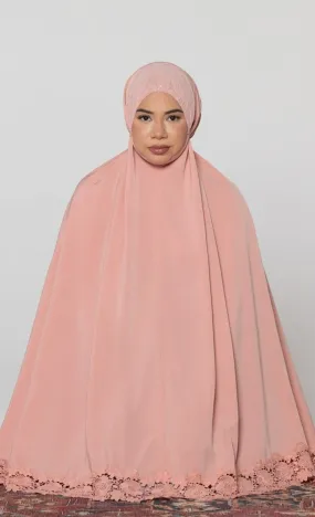 Coral Two Piece Lace Salah Prayer Outfit