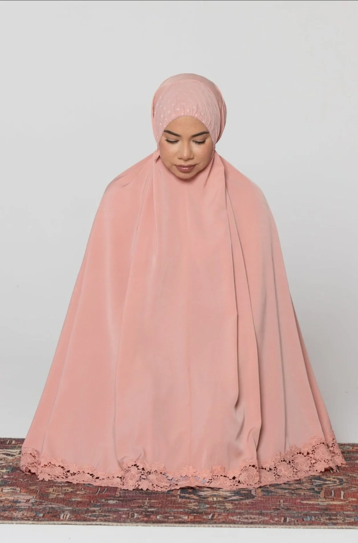 Coral Two Piece Lace Salah Prayer Outfit