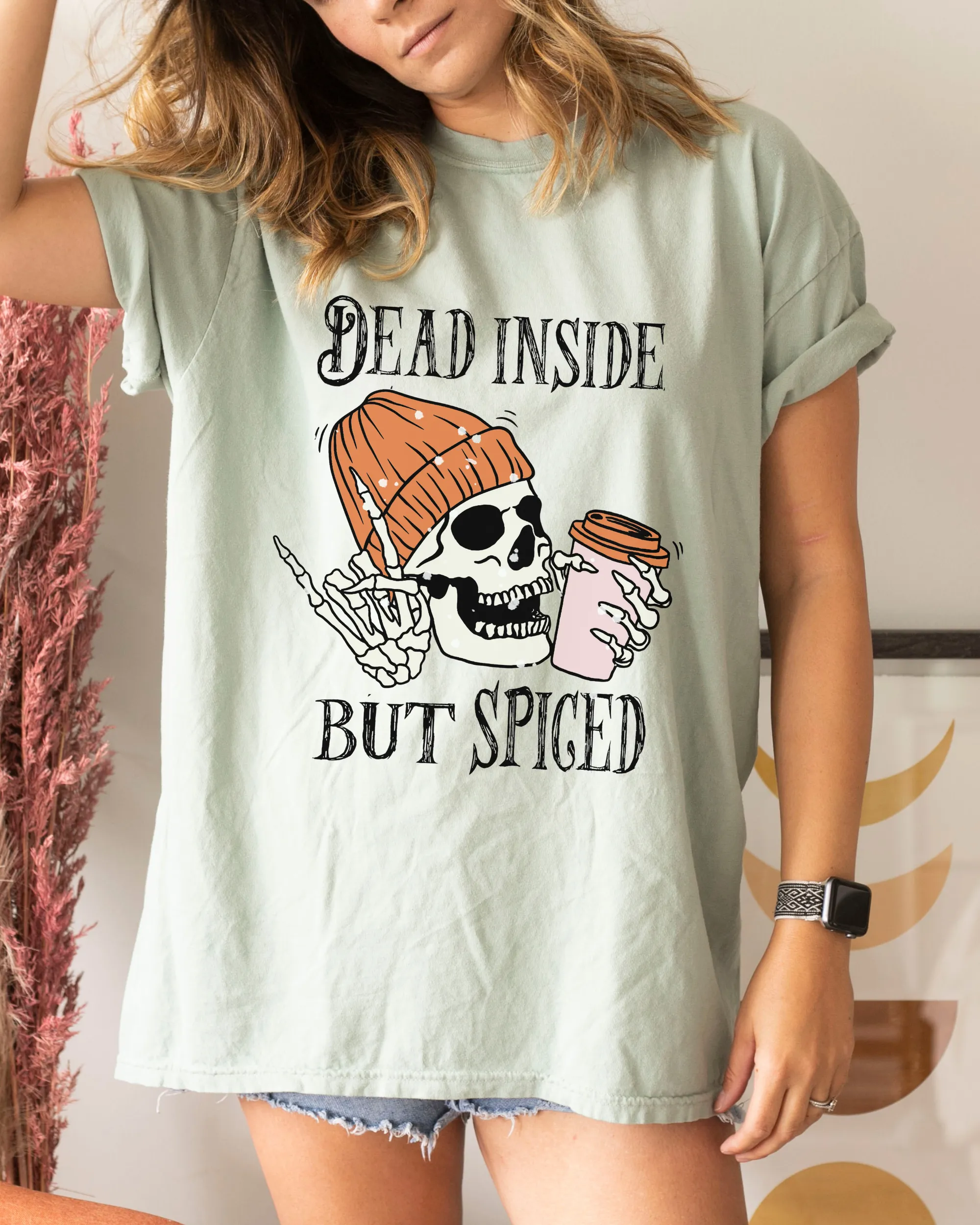 Dead Inside But Spiced Halloween Comfort Colors® T-Shirt, Funny Pumpkin Spice Design T-Shirt