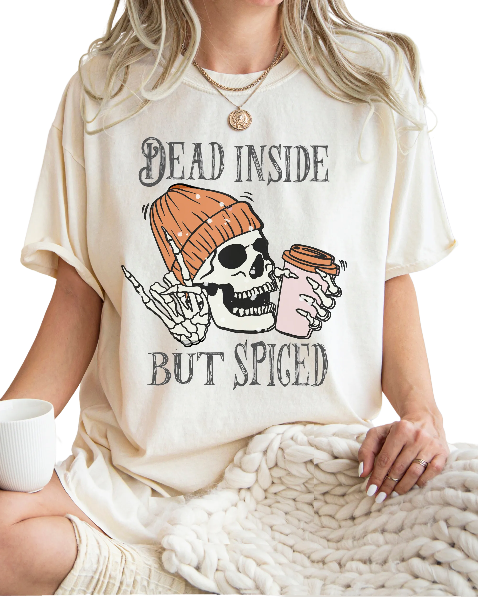 Dead Inside But Spiced Halloween Comfort Colors® T-Shirt, Funny Pumpkin Spice Design T-Shirt