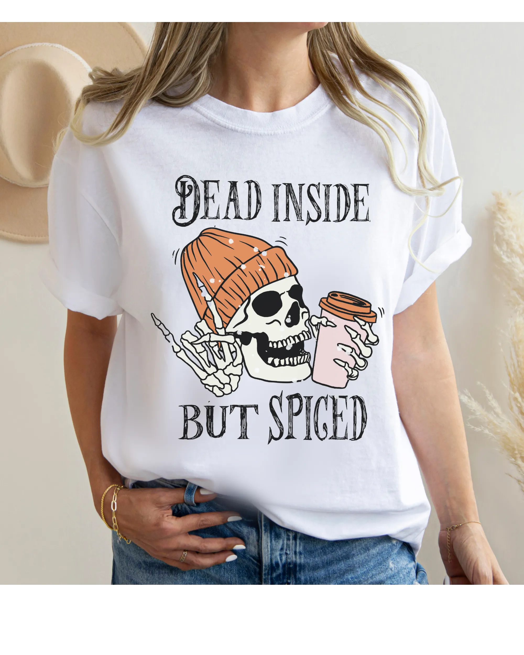 Dead Inside But Spiced Halloween Comfort Colors® T-Shirt, Funny Pumpkin Spice Design T-Shirt