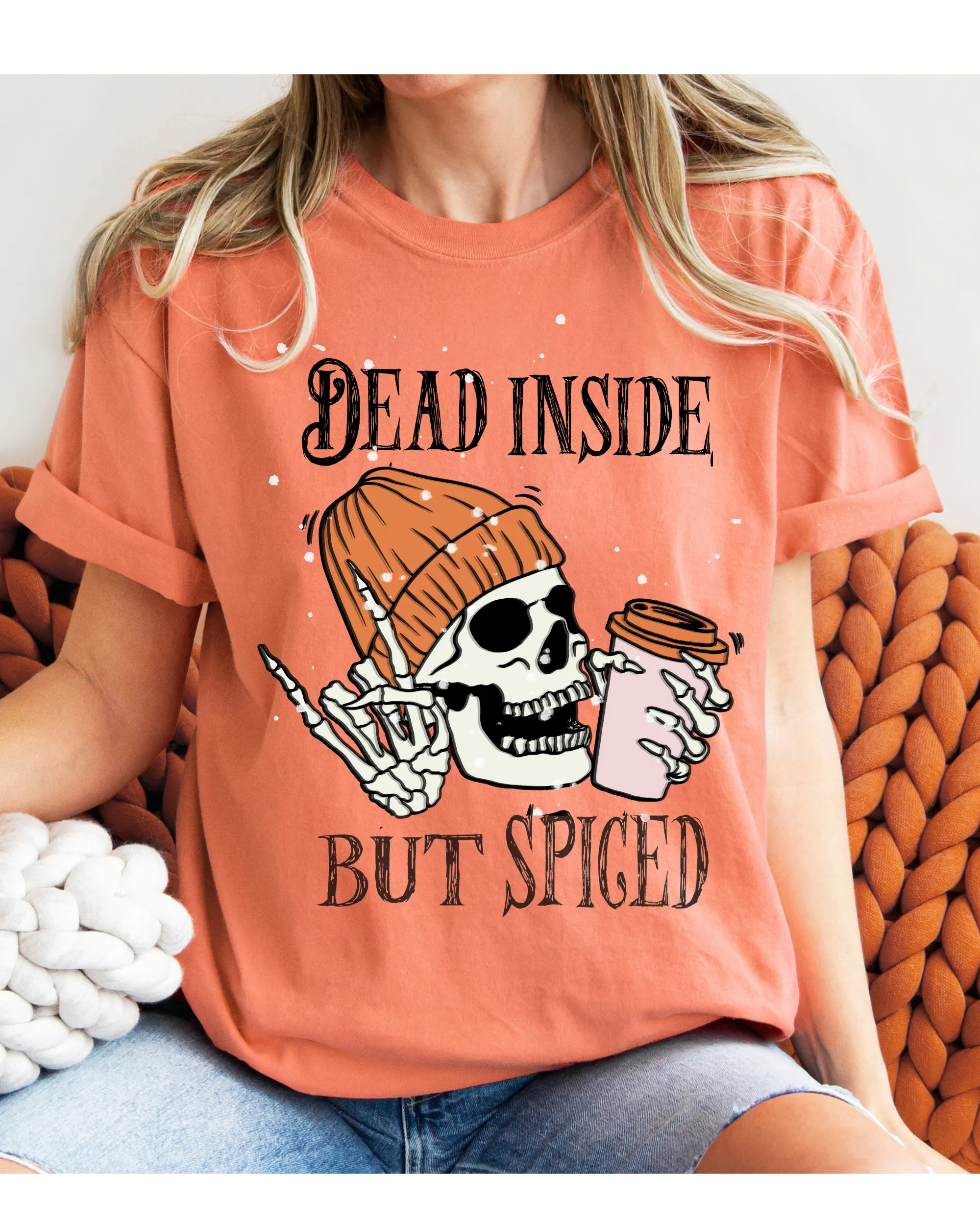 Dead Inside But Spiced Halloween Comfort Colors® T-Shirt, Funny Pumpkin Spice Design T-Shirt