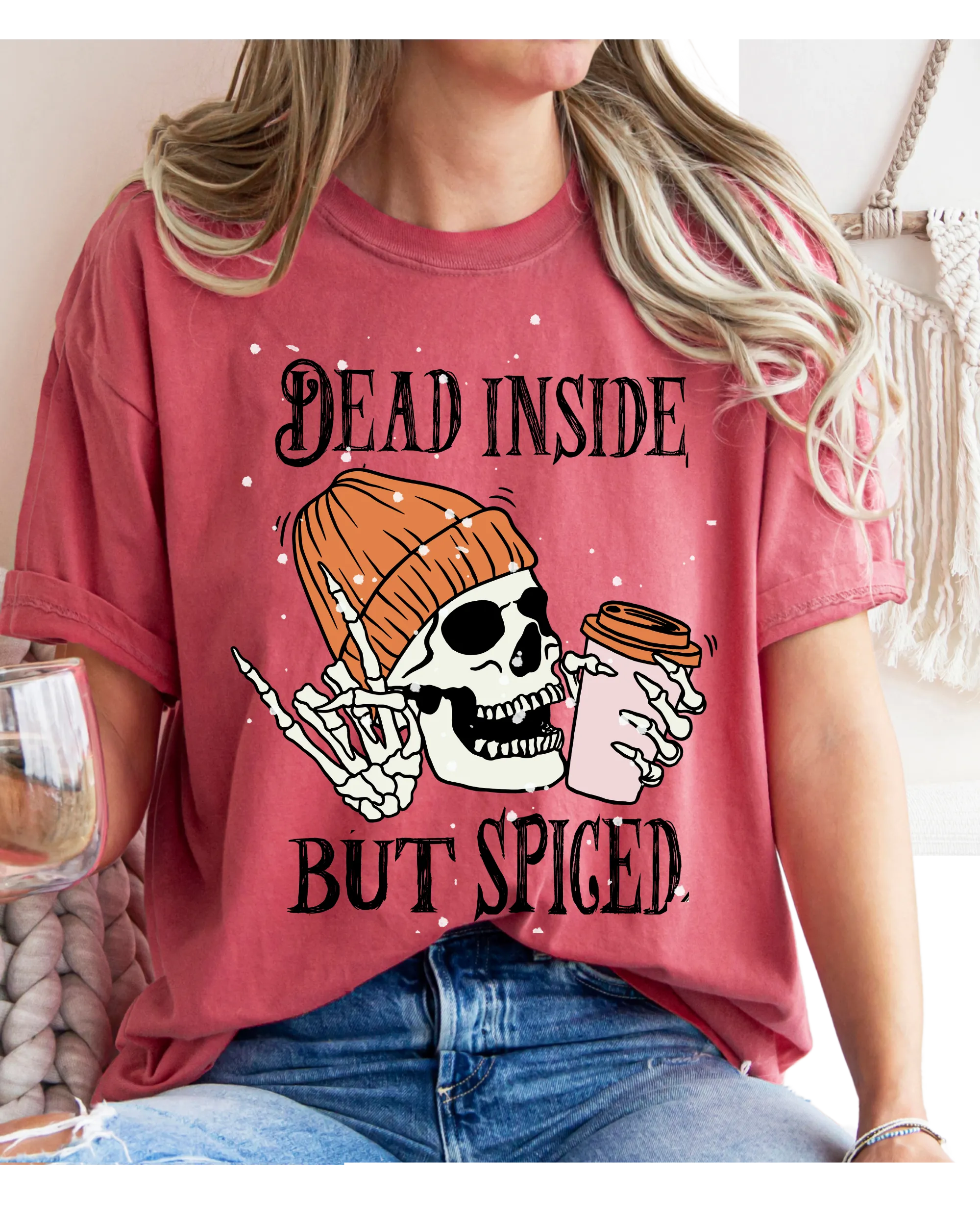 Dead Inside But Spiced Halloween Comfort Colors® T-Shirt, Funny Pumpkin Spice Design T-Shirt