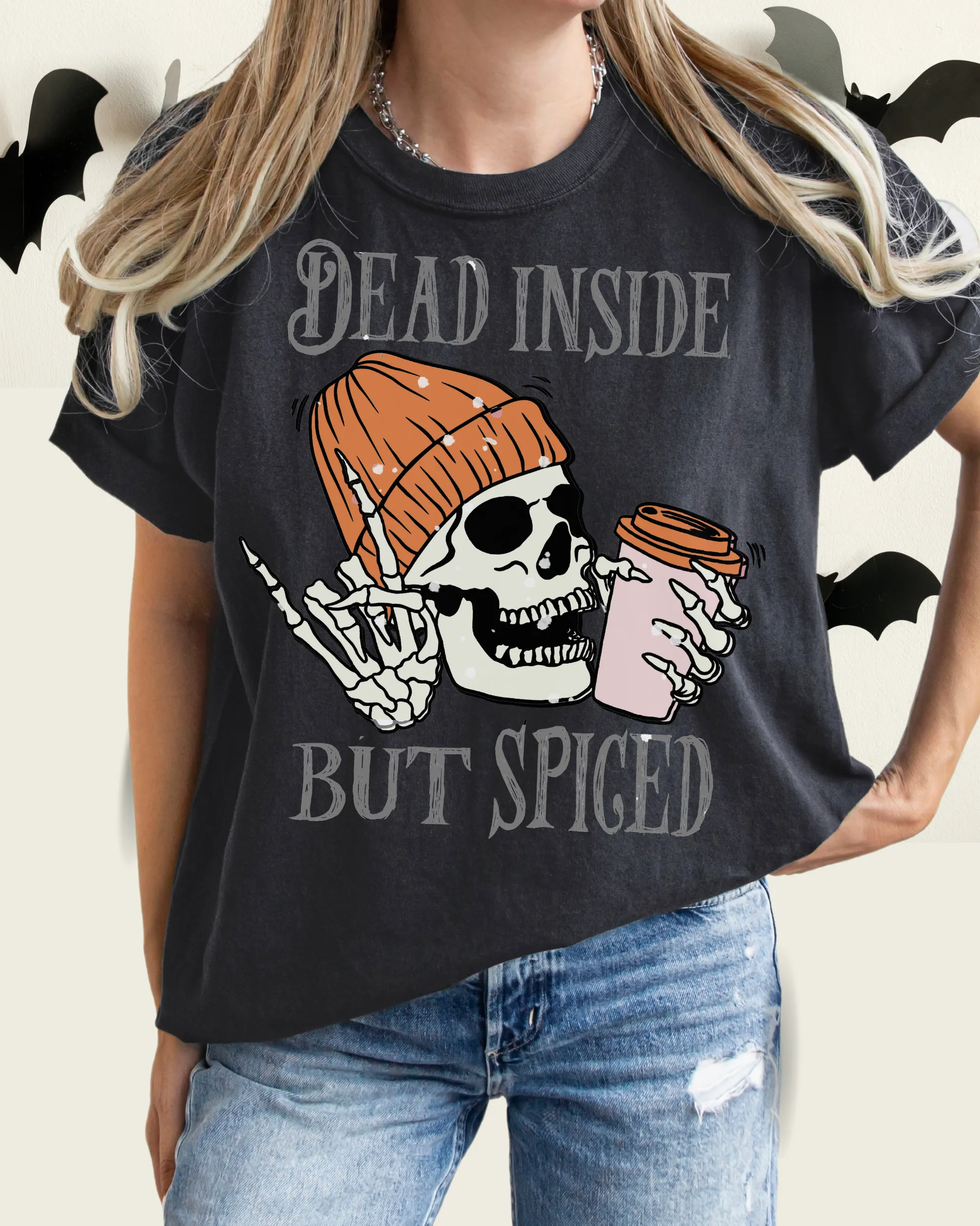 Dead Inside But Spiced Halloween Comfort Colors® T-Shirt, Funny Pumpkin Spice Design T-Shirt