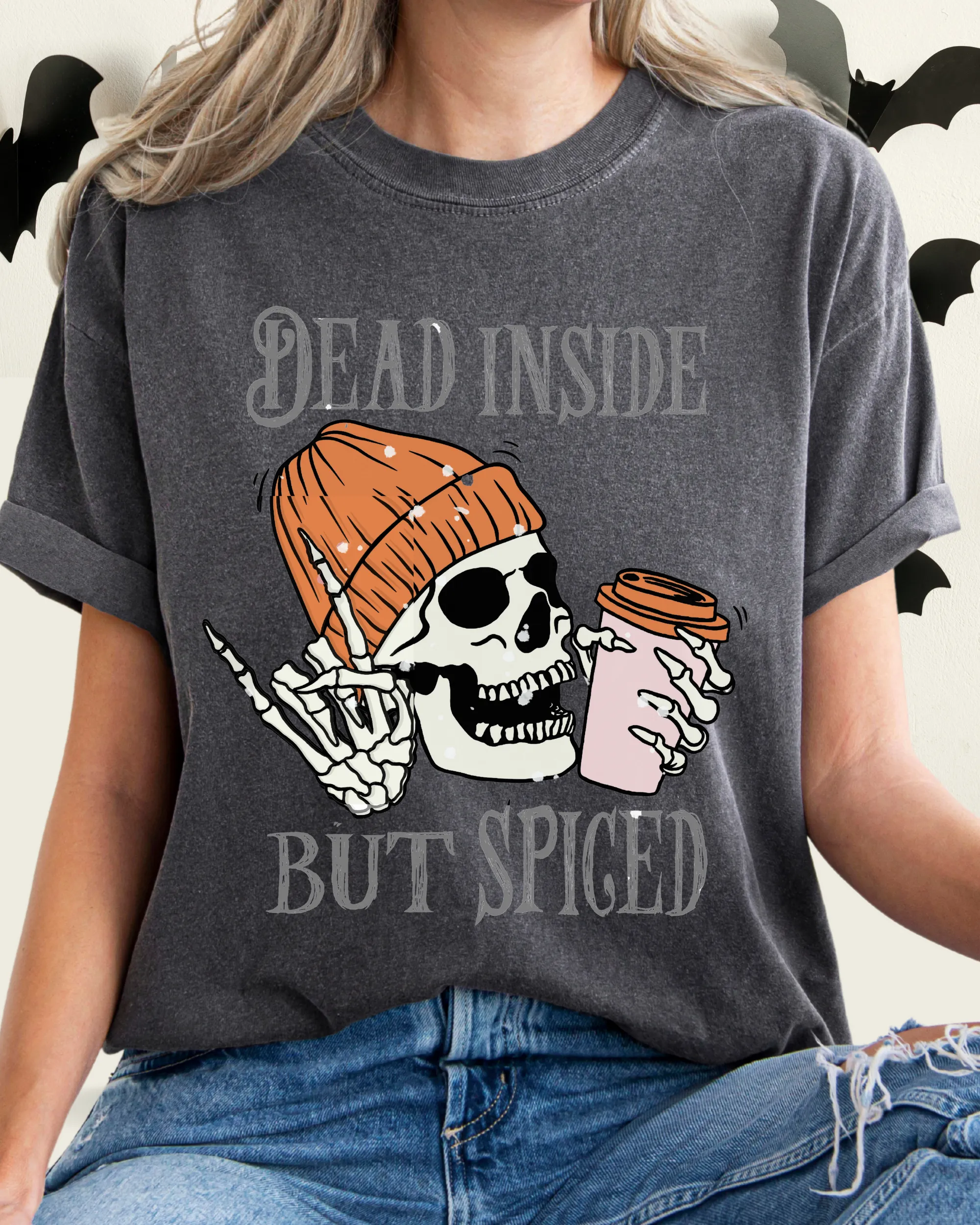 Dead Inside But Spiced Halloween Comfort Colors® T-Shirt, Funny Pumpkin Spice Design T-Shirt